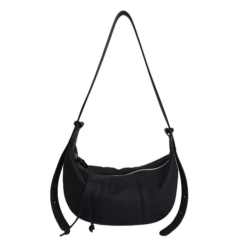 Minimalist Crossbody Bag for Women Soft Leather Shoulder Bag Zip Closure Trendy Hobo Style Handbag