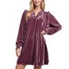 Women's Long Sleeved Solid Color Loose Straight Dress
