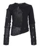LALAFOX Knit Unbalance Shoulder Slit T-Shirt Black Bq4Kl003
