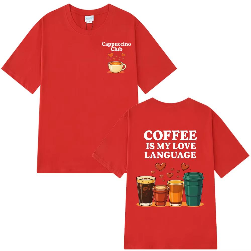 Funny Cappuccino Club Coffee Lover Gift Unisex T Shirt Summer Loose Casual Cotton Tshirt Harajuku Streetwear Man Women Tshirts