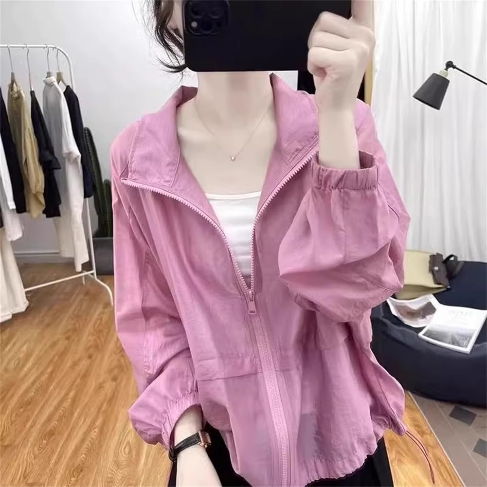 WURHUDC Sheer Lightweight UV Sun Long Everyday Commuting Hoodie, Outerwear, Protection, See-Through Jacket, Thin, Spring, Summer, Autumn, Women's Top,