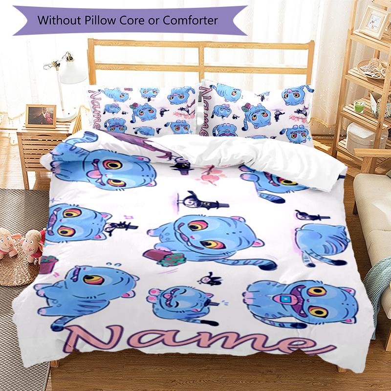 Juego de Ropa de Cama con Nombre Personalizado de Dibujos Animados Kpop Cazadores de Demonios 3 Piezas Cierre de Funda Nórdica Incluye 1 Funda Nórdica y 2 Fundas de Almohada para Todas las Estaciones Decoración de Dormitorio