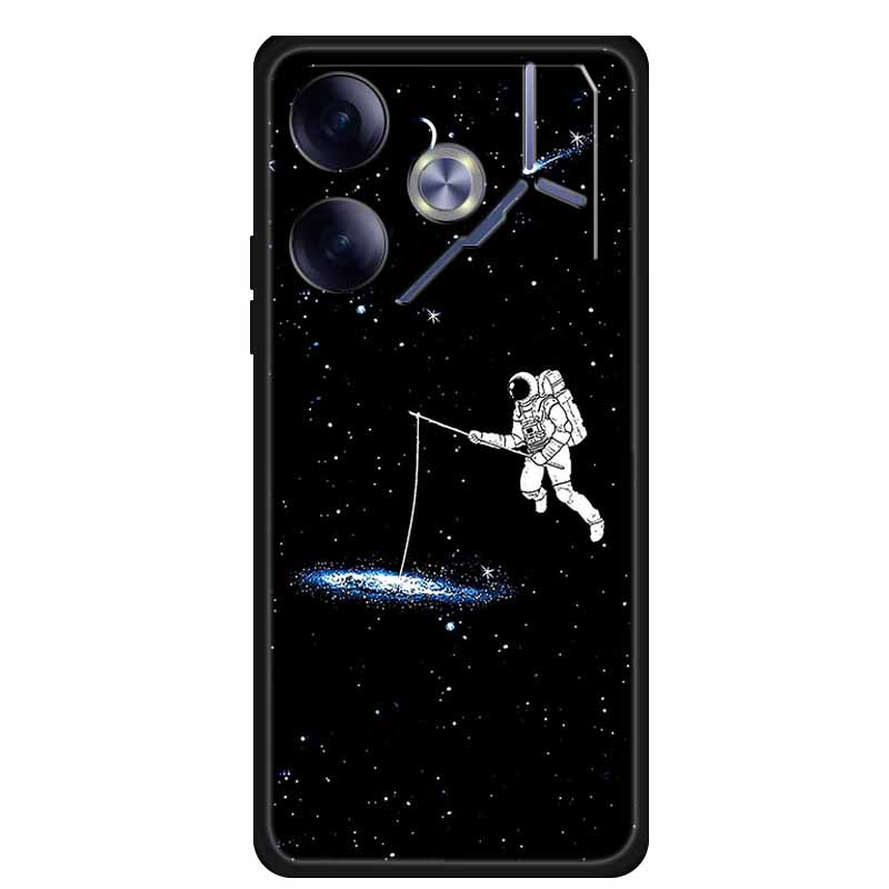 For Tecno Pova 6 Phone Case 6.78" Animal Black Silicone Soft Back Cover Cases For Tecno Pova 6 Case Pova6 Coque Funda Shockproof
