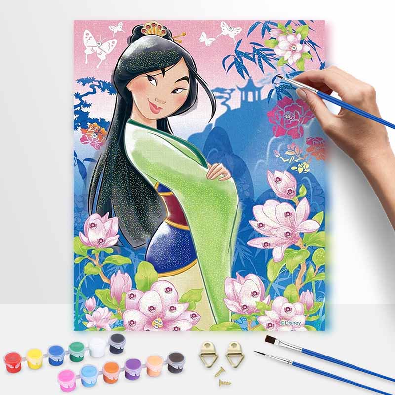Disney Mulan Oil Painting Kit, Hand Painting Canvas DIY Home Decor Art Gift