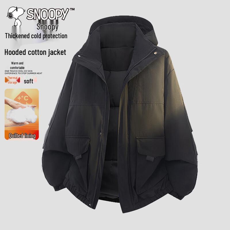 Snoopy Men's Hooded Fleece-Lined Winter Padded Jacket