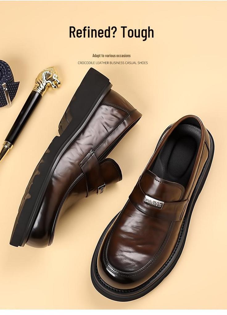 Men's Autumn/Winter Slip-on Derby Leather Shoes - Formal & Casual Soft Sole Loafers