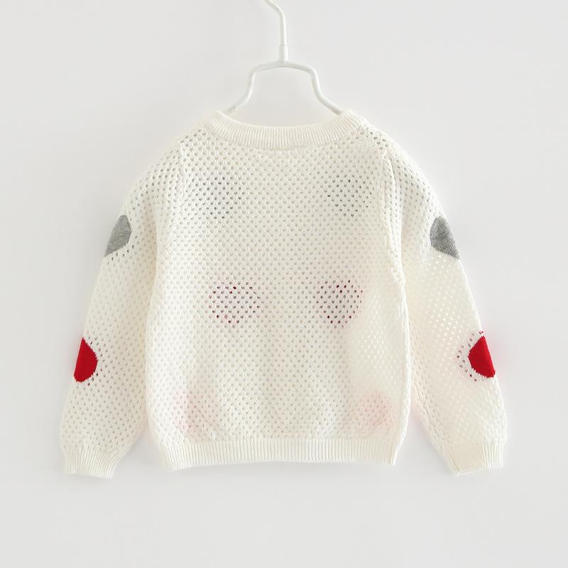 Children's Spring and Autumn Baby Cardigan Knitted Sweater Hollow Top Outerwear Girls Love Thin Jacket