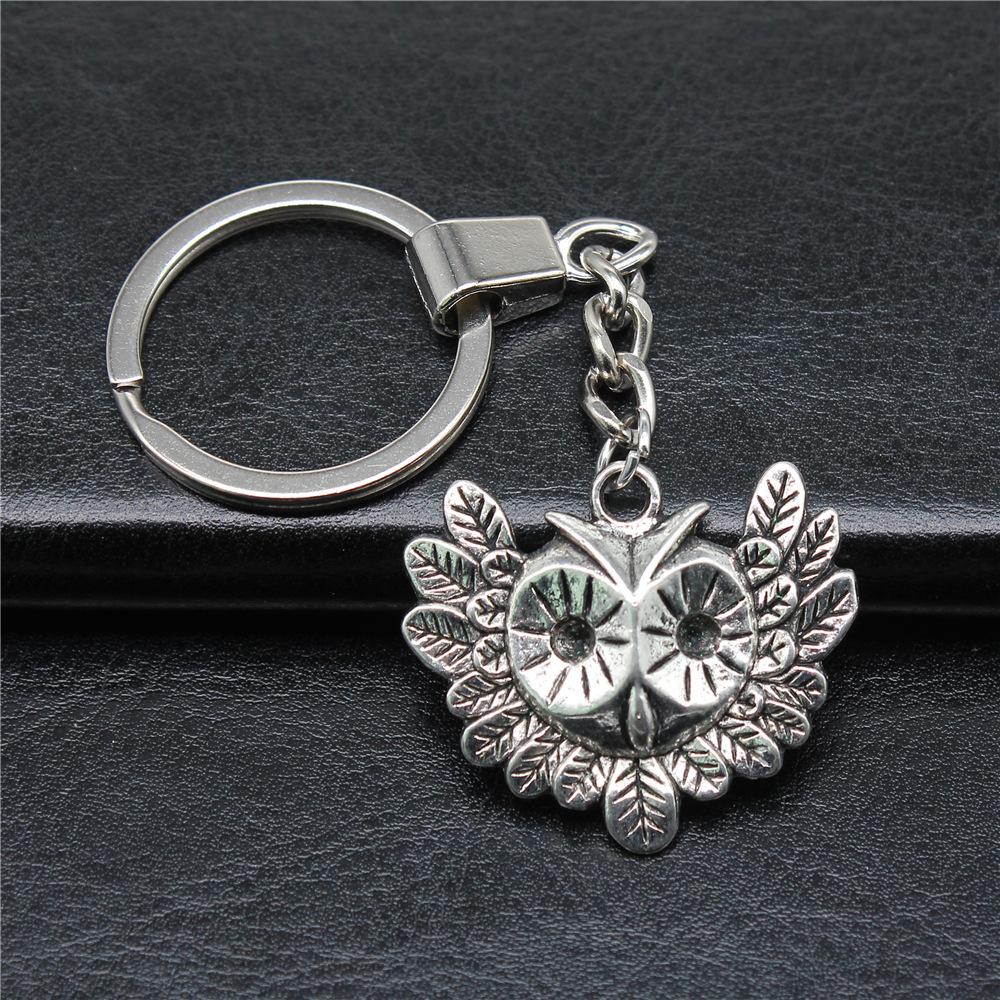 Herren Schlüsselanhänger DIY Metallhalter Kette Vintage Eulen Anhänger Kreativer Party Schmuck Zubehör Geschenk