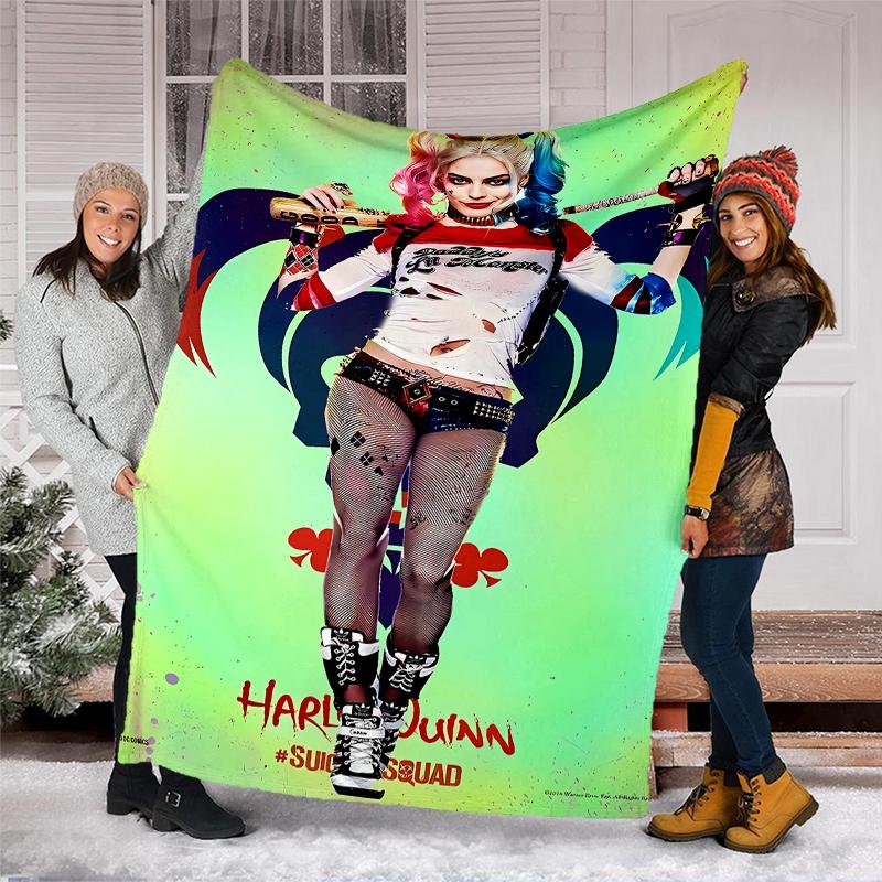 Harley Quinn Theme Printed Blanket - Perfect for Couch, Bed, Travel & Outdoor Use | Machine Washable, Cozy & Durable.