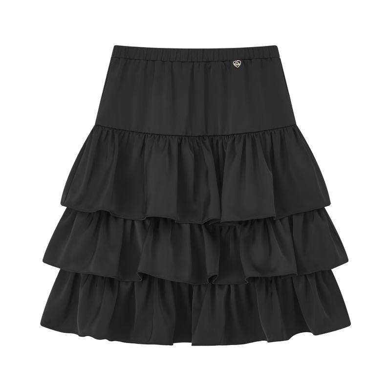 ELLE KIDS Girls' Winter Pleated Mid-Length Cake Skirt