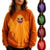 Women's Round Neck Long Sleeve Pullover Sweatshirt with Halloween Print