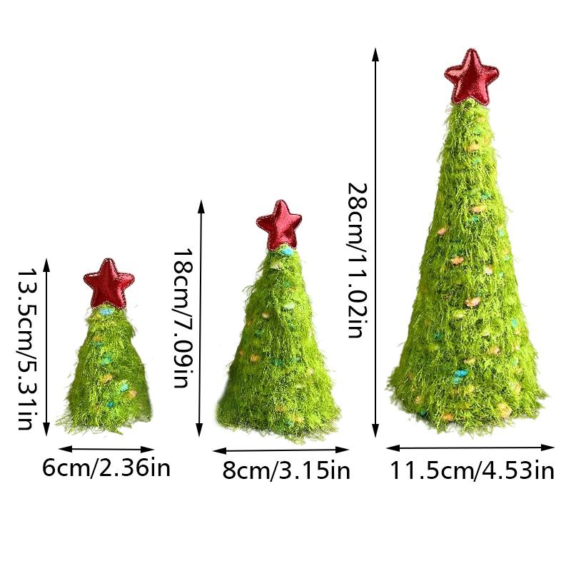 Christmas Christmas Desktop Ornaments Christmas Gifts Colorful Dot Design Cute Plush Christmas Tree Exquisite 3PCS/Set