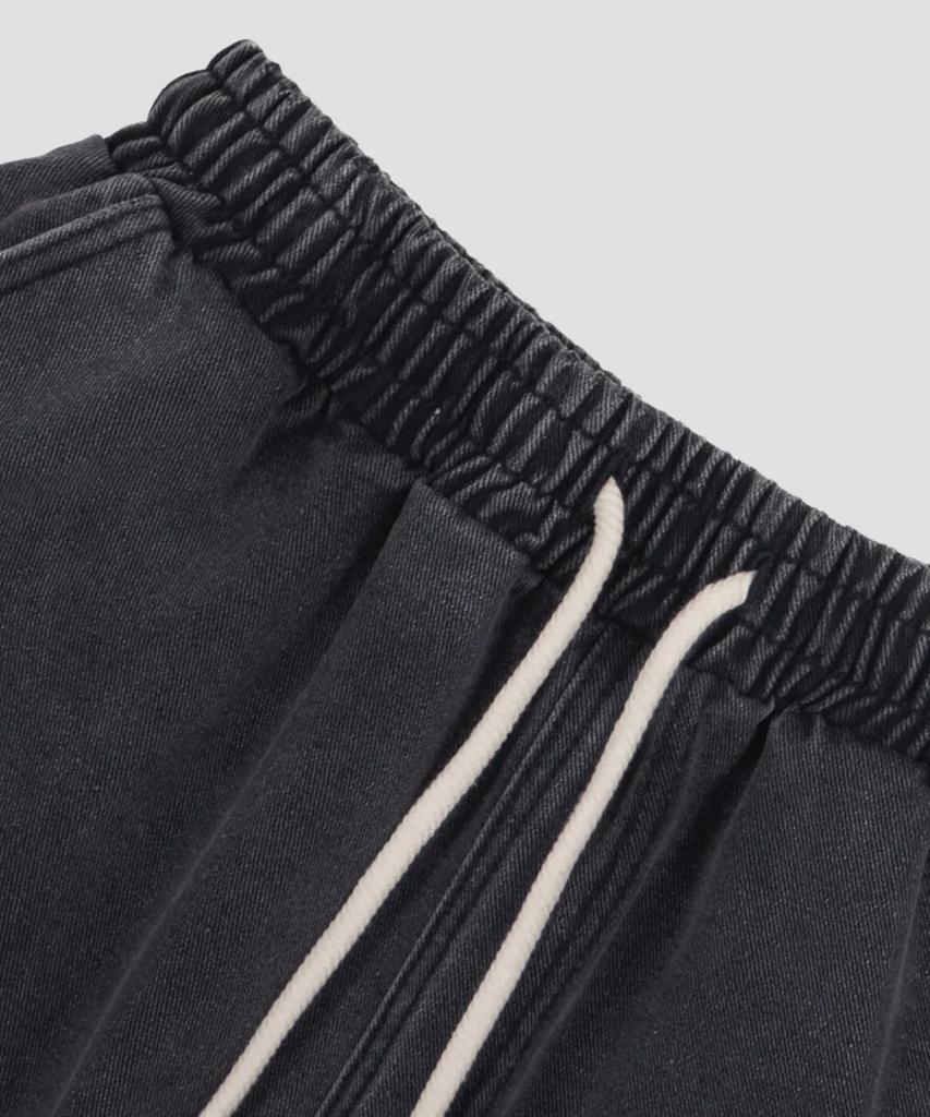 AGOD Bermuda Wide Single-Pleat Cargo Denim Shorts [Gray]