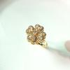 Luxury Rhinestone Four-leaf Clover Rings Women Finger Rings Korean Style Spinning Zircon Rings