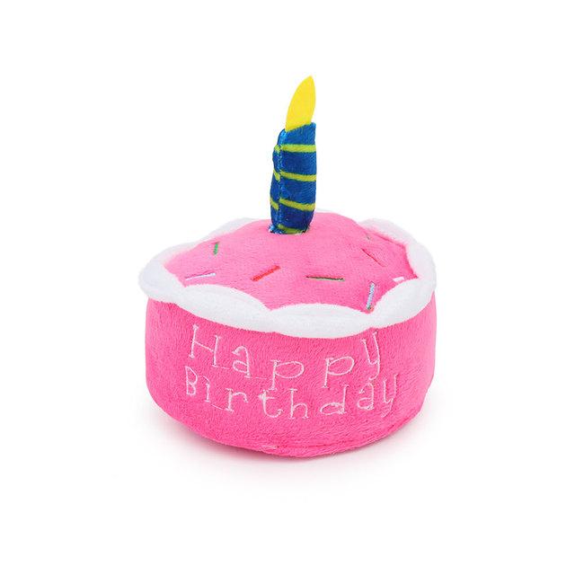 Cake Dog Toy Plush Birthday Cake Play Interactive Chew Celebration Squeaky Soft Cupcake Pet Toy
