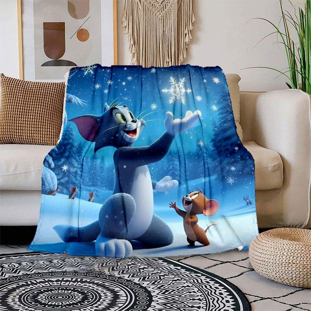 

Tom & Jerry Winter Snowflake Phone WallpaperBlanket Flannel Throw Blanket for Sofa, Bed, Travel, Camping, Office 100x150cm