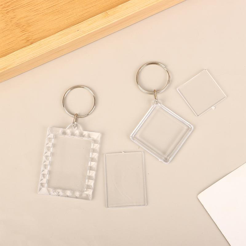 5Pcs Clear Bear Acrylic Blank Photo Frame Keychain Insert Photo Picture Frame Key Holder Diy Picture Frame Keyring Bag Pendant