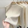 Lace High-neck Sweater Women's Autumn and Winter Twisted Pearl Slimming Pullover Top Sweater Knitted Sweater Long Sleeve