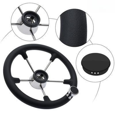 Stainless Steel Boat Steering Wheel with Black Polyurethane Foam 5-Spoke Non-Slip Anti-Sweat Marine Accessories