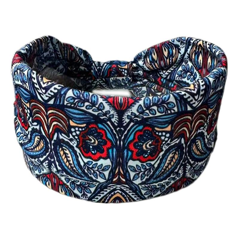 Elastic Fitness Headbands NonSlip Wide Design Sweat Absorbing Bohemian Pattern Hairband For Exercise Outdoor Activity