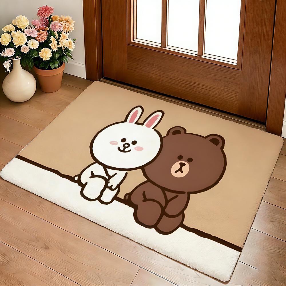 Anime L-LINE F-FRIENDS Floor Mat Cozy Flannel Soft Thick Non-Slip Mat For Living Room Bedroom Kitchen Decor Rugs