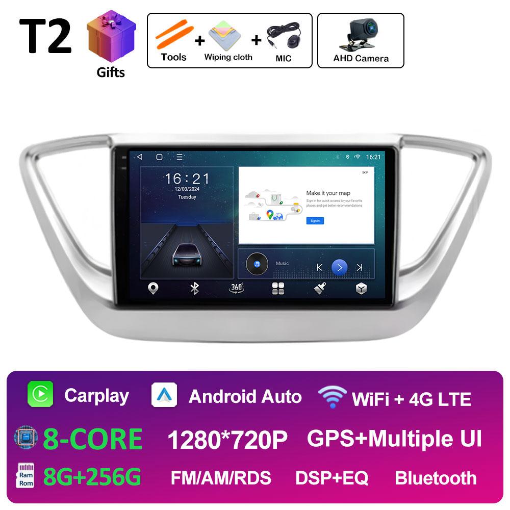 For Hyundai Solaris 2 Verna Accent 2017 2018 2019 2020 DSP Stereo Autoradio 9 inch Wireless Carplay Cooling fan WIFI Accessories