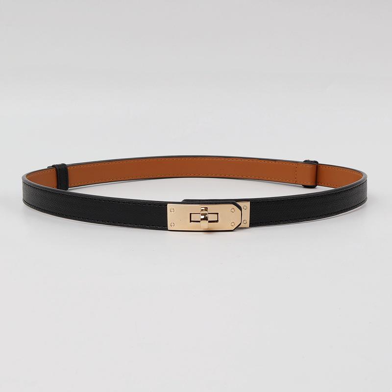 Women's Korean Style Grey Belt - Hole-Free Buckle, Fashionable, Versatile, Adjustable Thin Waistband, Decorative Skirt Accessory.
