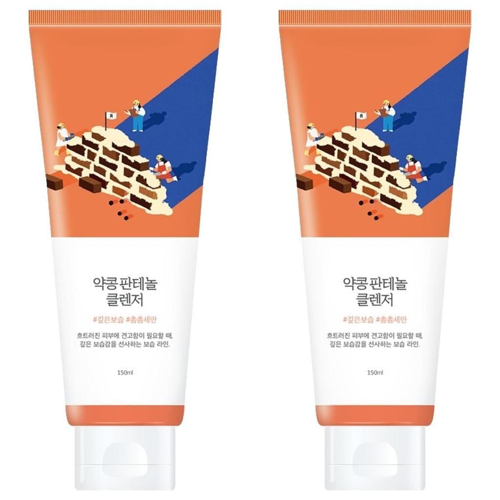 ROUND LAB Soybean Panthenol Cleanser 150ml Duo Set - High-Protein Low-Irritation Facial Wash for Skin Barrier Protection