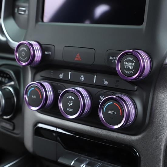Center Console AC Radio Switch Knob Trim Decor Ring For Dodge RAM 1500 2018+