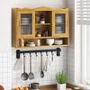90CM Retro 2 Door Sliding Cabinet Three Layers of Storage Space,Suitable for Bathrooms,Kitchens,Dining Rooms,Natural