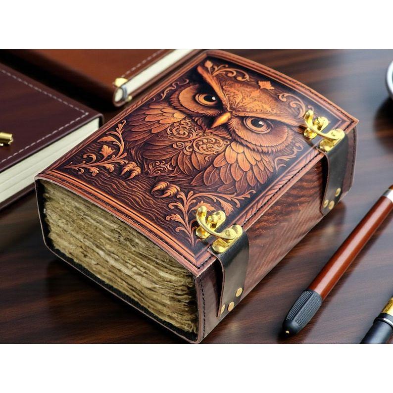 Owl Leather Grimoire | Witchcraft Spell Book, Handmade