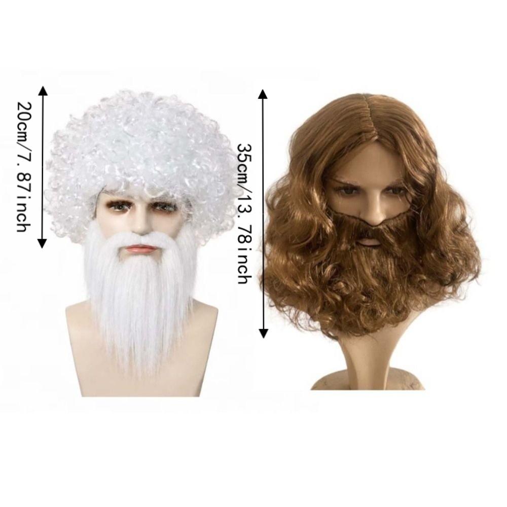 2pcs Realistic Curly Hair and Thick Long Beard Fluffy Wizard Cosplay Set Family Photos