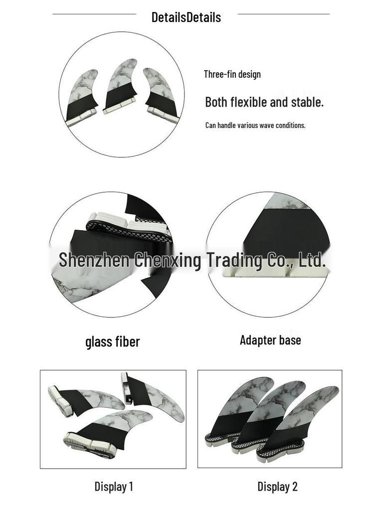 Marble Pattern Double Tab Tail Fin Surfboard Accessory for FCS2
