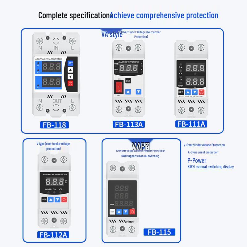 Adjustable Single-Phase DIN Rail Voltage Protector with Digital Display 220V 63/80/100A