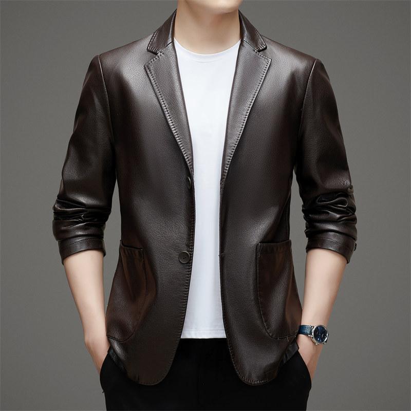 Осенняя мужская кожаная куртка большого размера — фото 3
