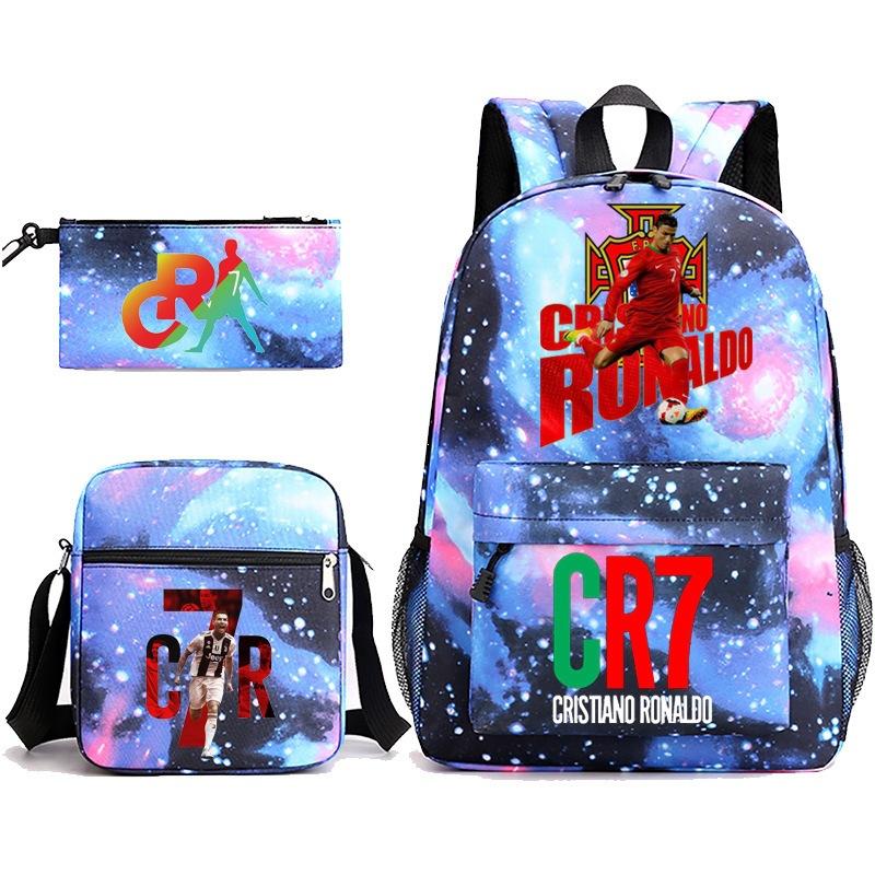 Mochila escolar de gran capacidad con correa para el hombro; set de tres piezas para estuche de lápices de estudiante