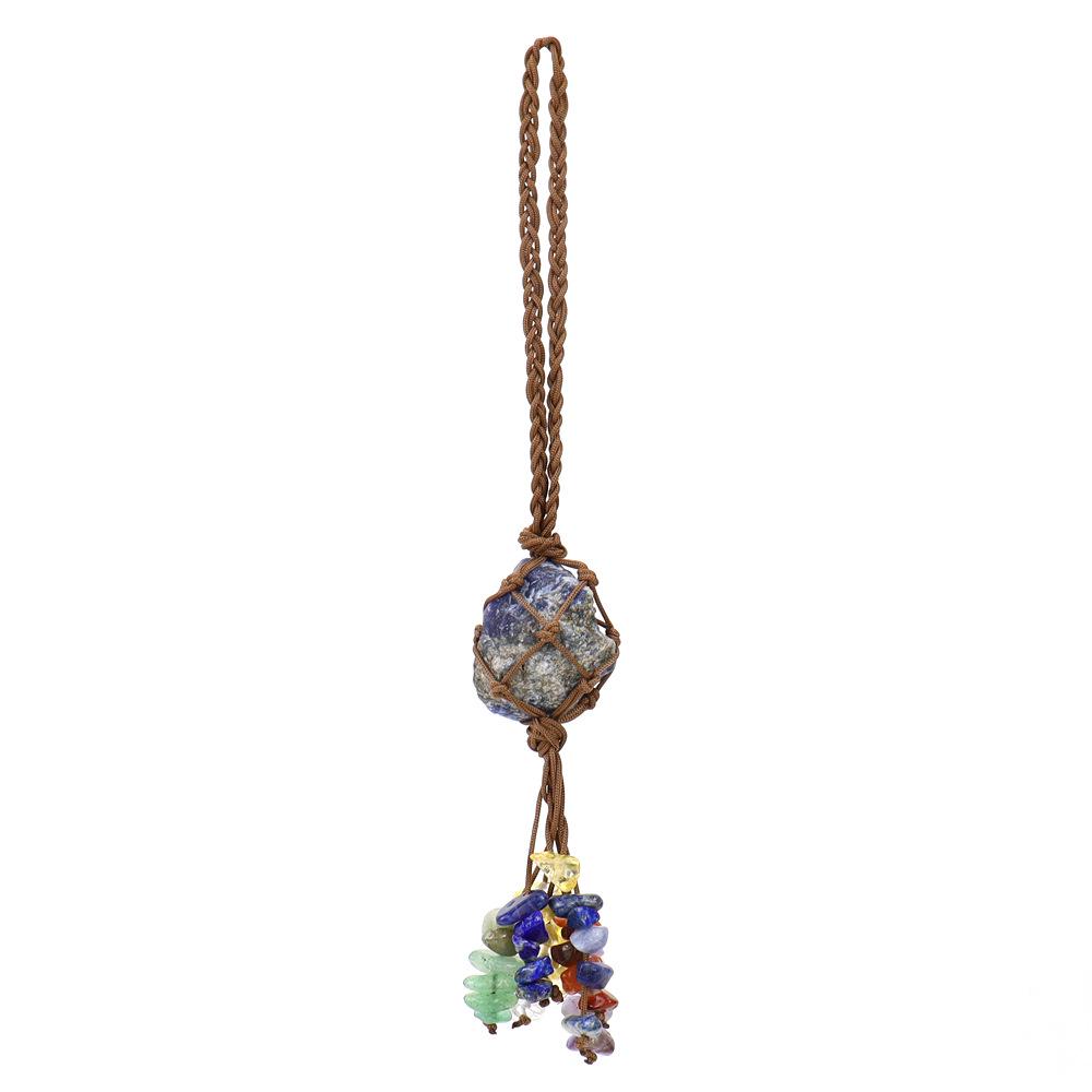 Seven-Color Crystal Pendant with Hand-Woven Tassel for Car or Home Decor