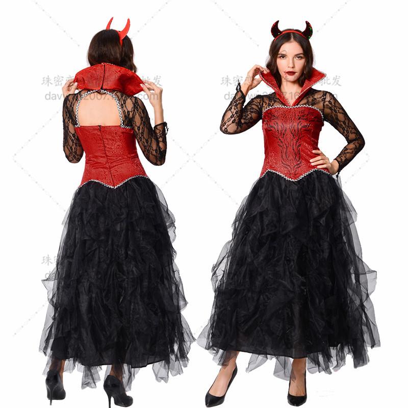 

Хэллоуин Мрачный Жнец Муза Ведьма Демон Вампир Униформа Длинное Платье Красное Платье Бал Вечеринка M