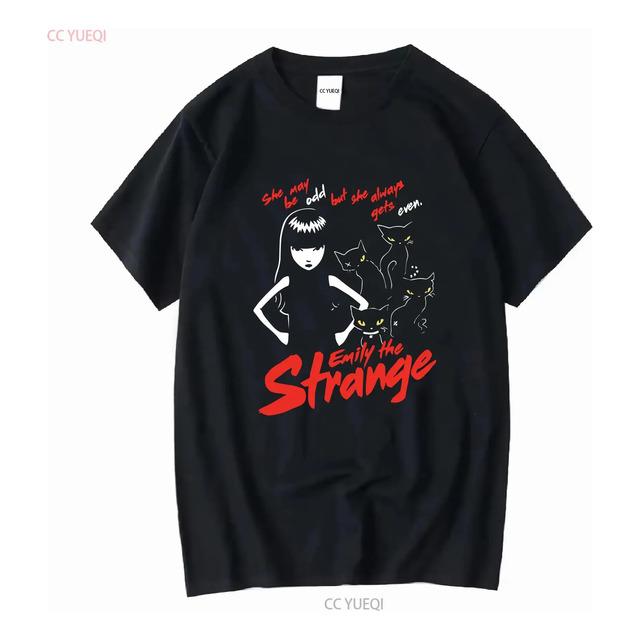 Emily The Strange Black Cat Print T-Shirt S