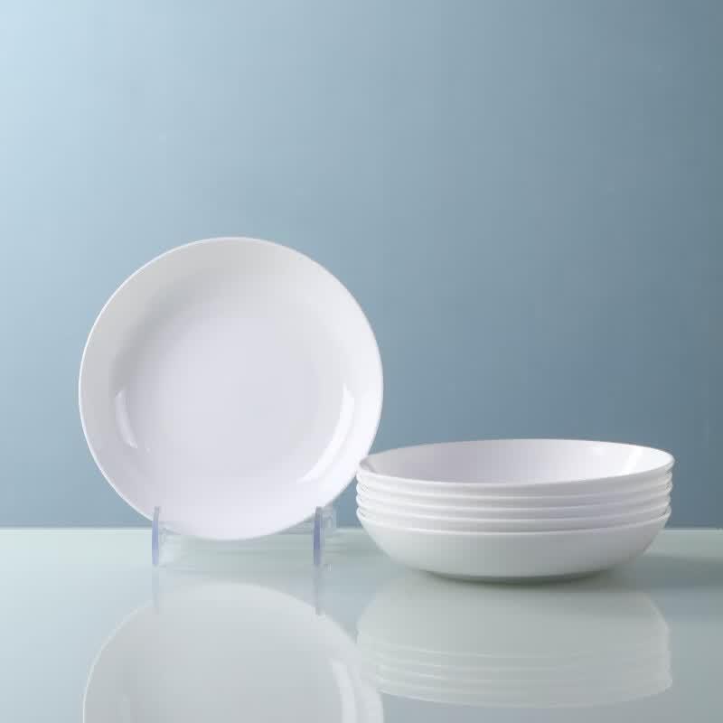 Керамические обеденные тарелки Jingdezhen, Минималистичные белые (6 упаковок)