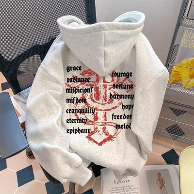 Unisex Oversized Hooded Sweatshirt Thick Fleece Lined Fall Winter Casual Streetwear With Letter Print