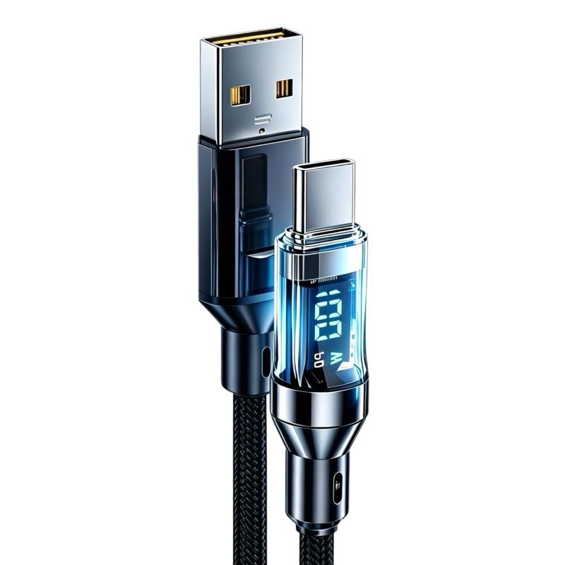 120W Type-C Smart Display Fast Charging Cable for Apple, Huawei, Xiaomi