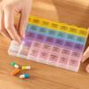 Portable Weekly Pill Organizer with Four Daily Compartments Transparent Cover Compact Design for Medication Storage and Travel Use 21 5x12x2 5cm