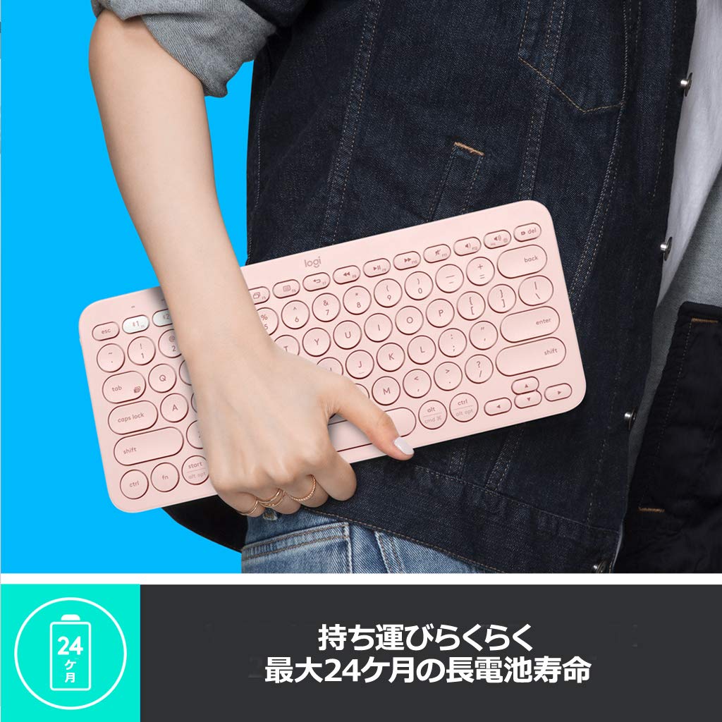 Bezdrátová klávesnice Logitech, tenká a malá bezdrátová klávesnice K380RO, Bluetooth, bezdrátová, Windows, Mac, iOS, Android, Chrome, K380