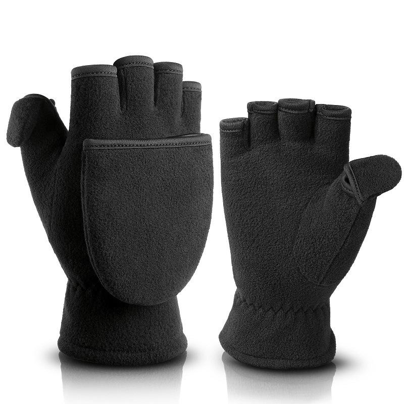 Winter Warm Gloves Fleece Double Thickened Coldproof Gloves Student Riding Electric Bike Bike Fleece Gloves