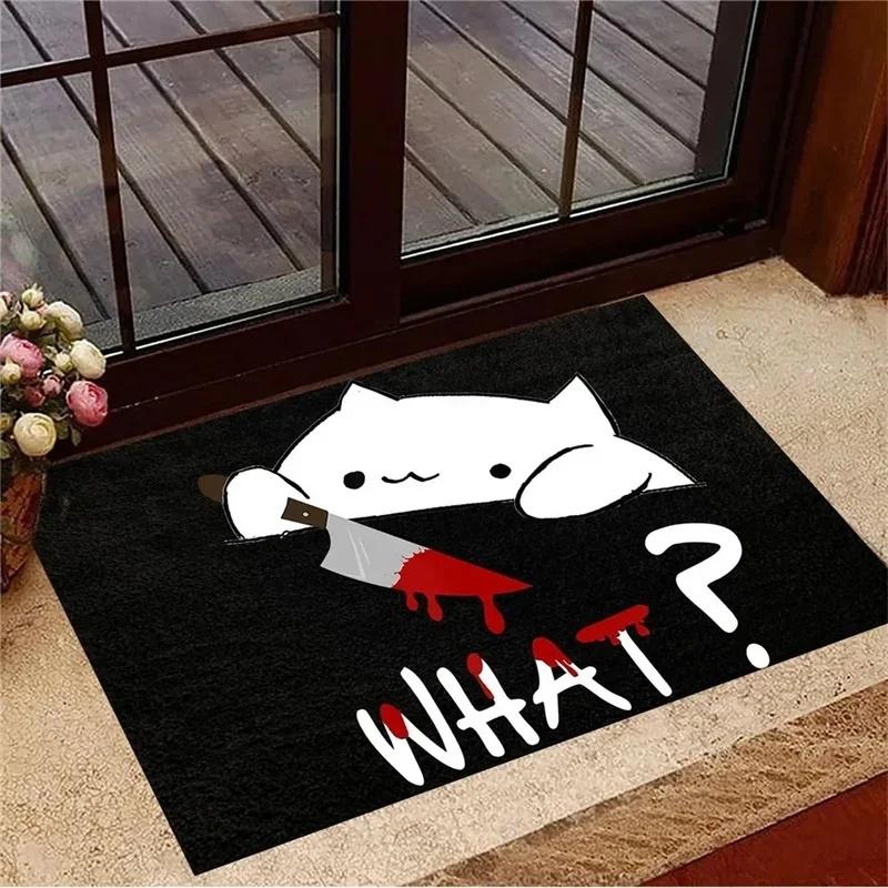 Cartoon Ins Style Cat Knife Welcome Rugs Kitchen Front Door Mats Living Room Bedroom Entry Doormat Washable Non-slip Floor Mat