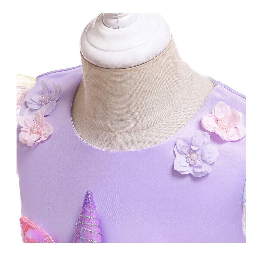 Unicorn for Girls Set with Headband and Necklace Premium Fabric 3-4 Years 110 cm Purple