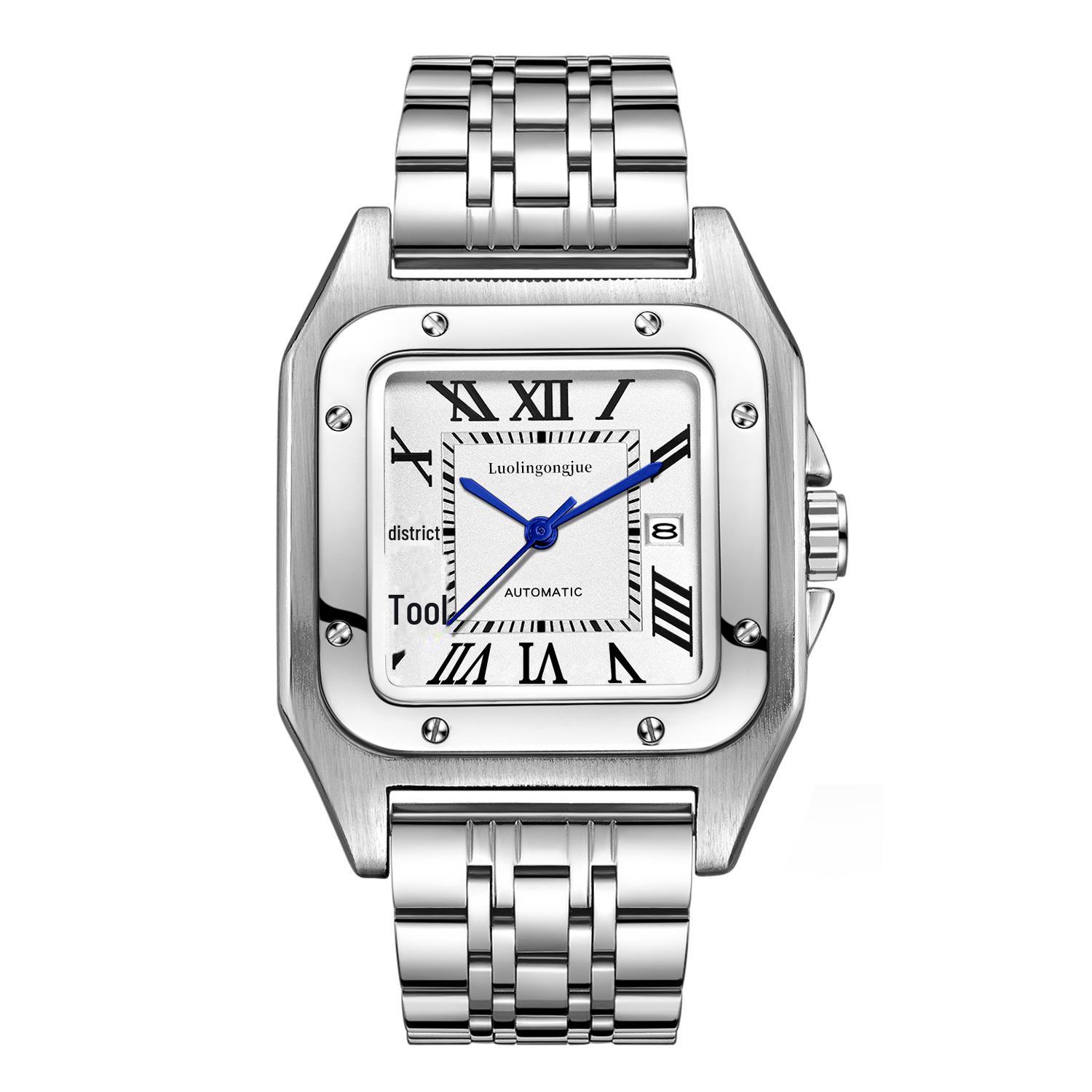 

**Часы Duke of Lorraine 1982 Hollow Automatic, большая стальная цепочка, синие стрелки, застежка-бабочка**