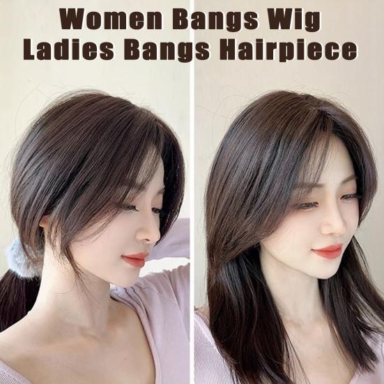 Women Clip-in Bangs Natural Wispy 3D French Bangs Forehead Hair Extensions Black Brown Side Bangs Fringe Wig Hairpieces