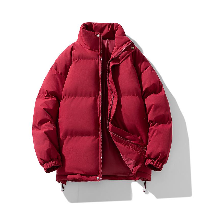 Winter Simple Solid Color Stand Up Collar Cotton Jacket Men's Korean Version Thick Warm Cotton Jacket Casual Versatile Couple's Bread Jacket